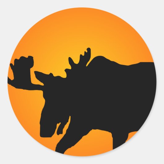 Moose Silhouette Ronde Sticker (Voorkant)