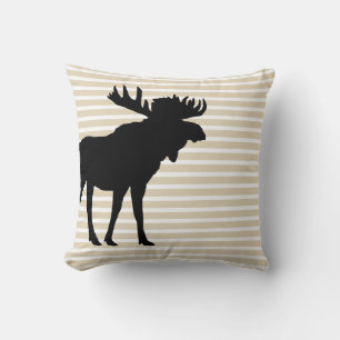 Moose Silhouette Stripe Pattern Sierkussen
