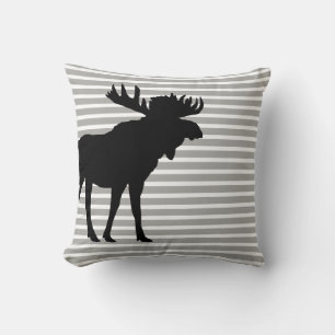 Moose Silhouette Stripe Pattern Sierkussen