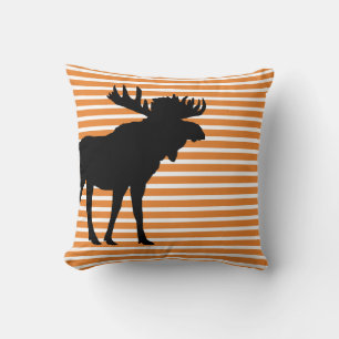 Moose Silhouette Stripe Pattern Sierkussen