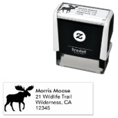 Moose Silhouette Wildlife Animal Retouradres Zelfinktende Stempel (In situ)