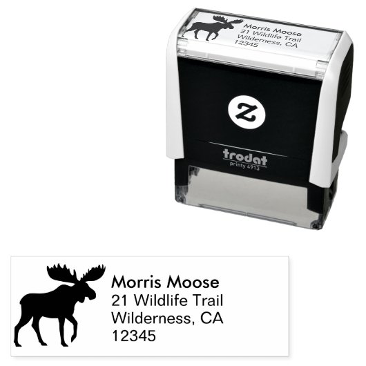 Moose Silhouette Wildlife Animal Retouradres Zelfinktende Stempel (In situ)