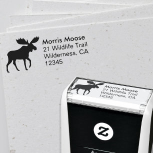 Moose Silhouette Wildlife Animal Retouradres Zelfinktende Stempel