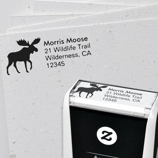 Moose Silhouette Wildlife Animal Retouradres Zelfinktende Stempel