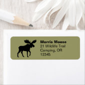 Moose Silhouette Wildlife Retouradres Labels (Insitu)