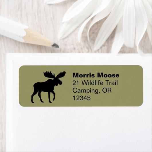 Moose Silhouette Wildlife Retouradres Labels (Insitu)