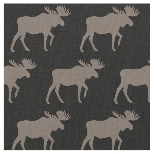 Moose Silhouettes Brown & Black Stof (Close Up)