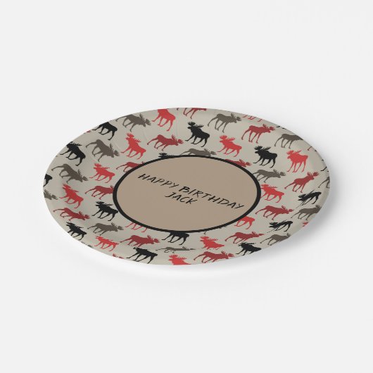 Moose Silhouettes, gepersonaliseerd Papieren Bordje (Gekanteld)
