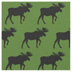 Moose Silhouettes Green Stof