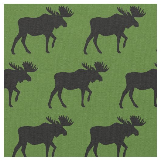Moose Silhouettes Green Stof (Close Up)