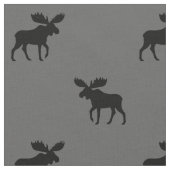 Moose Silhouettes Grey en Black Patterned Stof (Close Up)