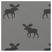 Moose Silhouettes Grey en Black Patterned
