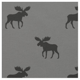 Moose Silhouettes Grey en Black Patterned Stof