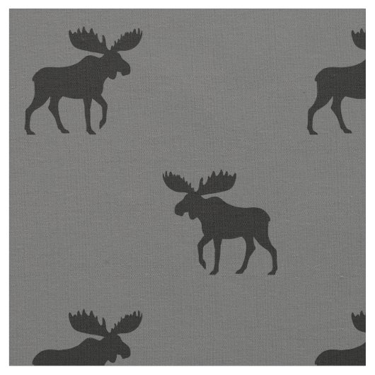 Moose Silhouettes Grey en Black Patterned Stof (Close Up)