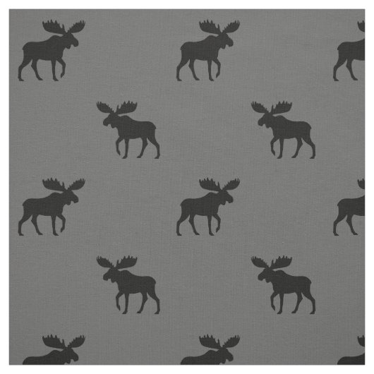 Moose Silhouettes Grey en Black Patterned Stof (Swatch)