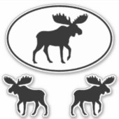Moose Silhouettes Oval en Die Cut Sticker Set (Voorkant)
