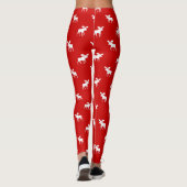 Moose Silhouettes Patroon Rood en Wit Schattige Leggings (Achterkant)