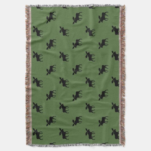 Moose Silhouettes Pattern | Wildlife Country Green Deken (Voorkant Verticaal)