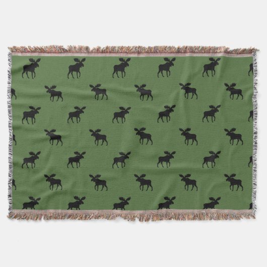 Moose Silhouettes Pattern | Wildlife Country Green Deken (Voorkant)