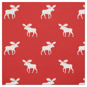Moose Silhouettes Red en White Pattered Stof (Swatch)