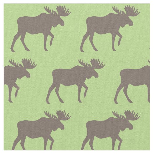 Moose Silhouettes Tan Green Stof (Close Up)