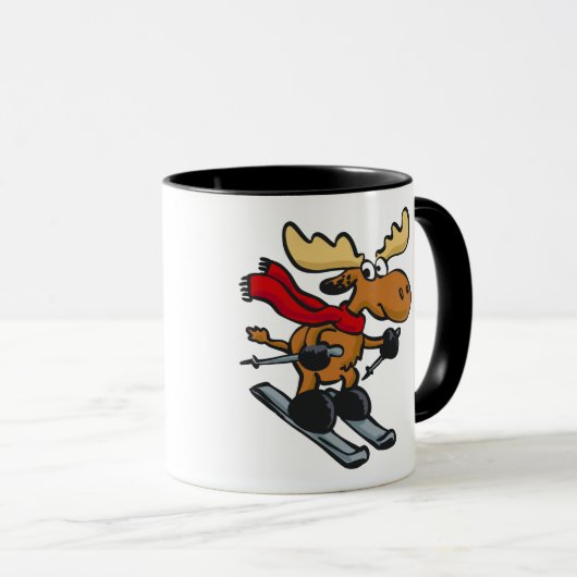 Moose skeert in de winter | Achterkleur kiezen Mok (Voorkant rechts)