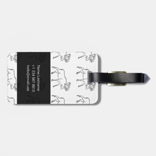 Moose Sketch met rode achtergrond Bagagelabel (Achterkant horizontaal)