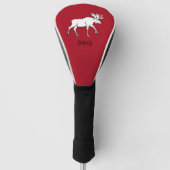 Moose Sketch met rode achtergrond Golfheadcover (Voorkant)