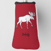 Moose Sketch met rode achtergrond Golfheadcover (Draai 90)