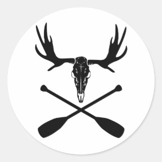 Moose Skull en gekruiste peddels Ronde Sticker