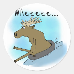 Moose Snow Tubing Ronde Sticker