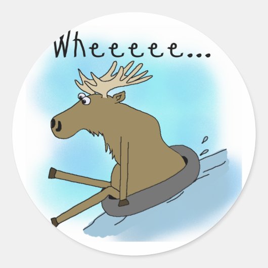 Moose Snow Tubing Ronde Sticker (Voorkant)