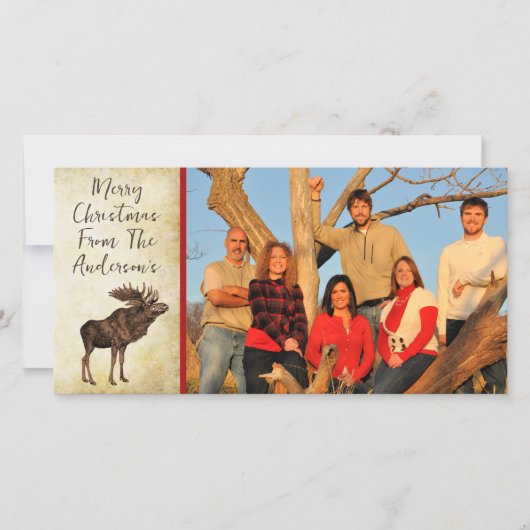 Moose & Snowflake Merry Kerstmis Feestdagenkaart (Voorkant)