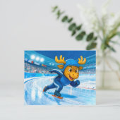 Moose Speed Skating on a Frozen Ice Track Briefkaart (Staand voorkant)