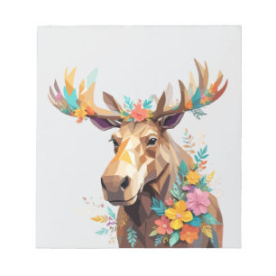 Moose Speelse Schattige Fun Animal Kleurrijk Bos Notitieblok