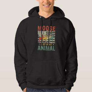 Moose Spirit Animal Retro ons Amerikaanse vlag Hoodie
