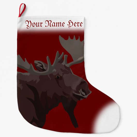 Moose Stocking Moose Kerstmis Stocking Custom Grote Kerstsok (Voorkant)