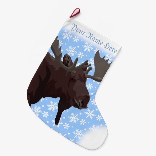 Moose Stocking Moose Kerstmis Stocking Custom Grote Kerstsok (Voorkant (Hangend))