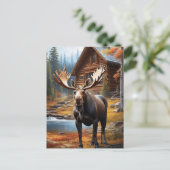 *~* MOOSE Stream Natuur Cabine Forest AP49 Briefkaart (Staand voorkant)