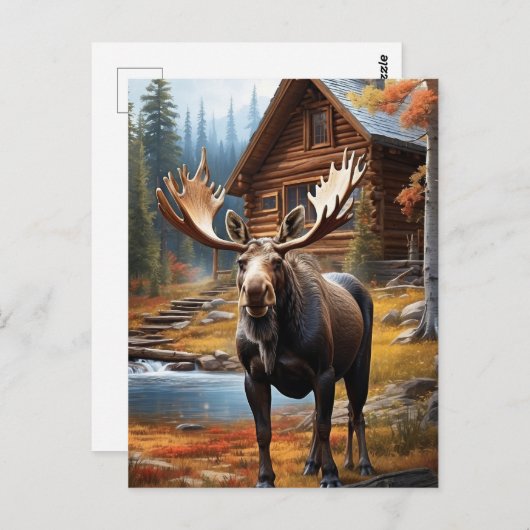 *~* MOOSE Stream Natuur Cabine Forest AP49 Briefkaart (Voorkant / Achterkant)