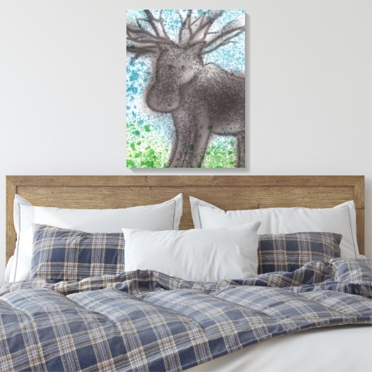 Moose Stretched Canvas Afdruk (Insitu (Slaapkamer))