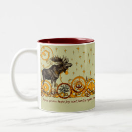 Moose Swirl Stars Moon Peace Joy Ho Ho Stein Koffiemok