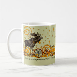 Moose Swirl Stars Moon Peace Joy Ho Ho Stein Koffiemok