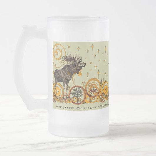 Moose Swirl Stars Moon Peace Joy Ho Ho Stein Matglas Bierpul (Links)