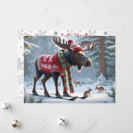 Moose-tastische kerst persoonlijke wenskaart feestdagenkaart