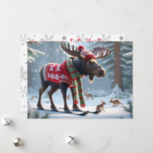 Moose-tastische kerst persoonlijke wenskaart feestdagenkaart