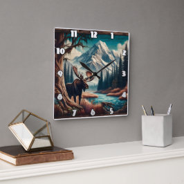 Moose van Mountain Stream in het herfstlandschap Vierkante Klok