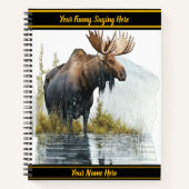 Moose wades in het vredige noordelijke meer notitieboek (Voorkant)