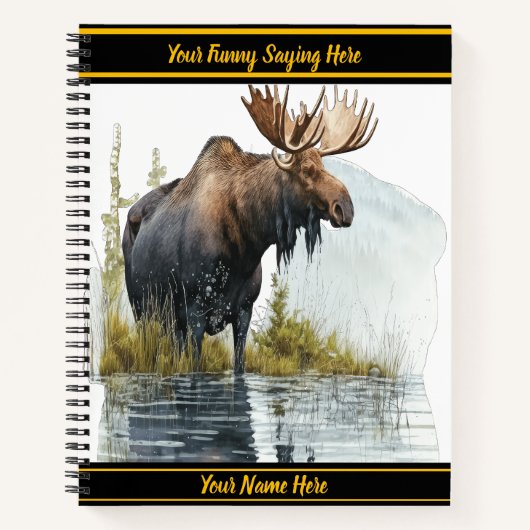 Moose wades in het vredige noordelijke meer notitieboek (Voorkant)