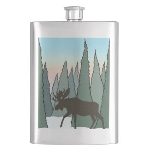 Moose Walking in het winterbos Flacon
